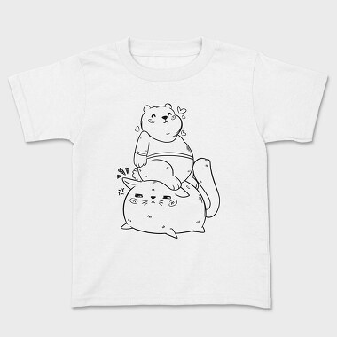 Cute Bear And Cat, Tricou Copii