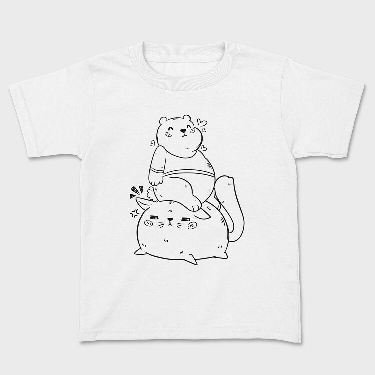 Cute Bear And Cat, Tricou Copii