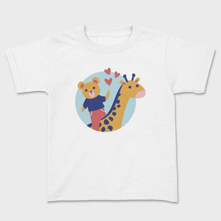 Cute Bear And Giraffe, Tricou Copii