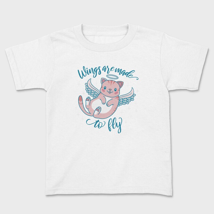 Cute Cat Angel Wings Are Made To Fly Mug, Tricou Copii