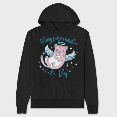 Cute Cat Angel Wings Are Made To Fly Mug, Hanorac Oversize Barbati (Unisex)