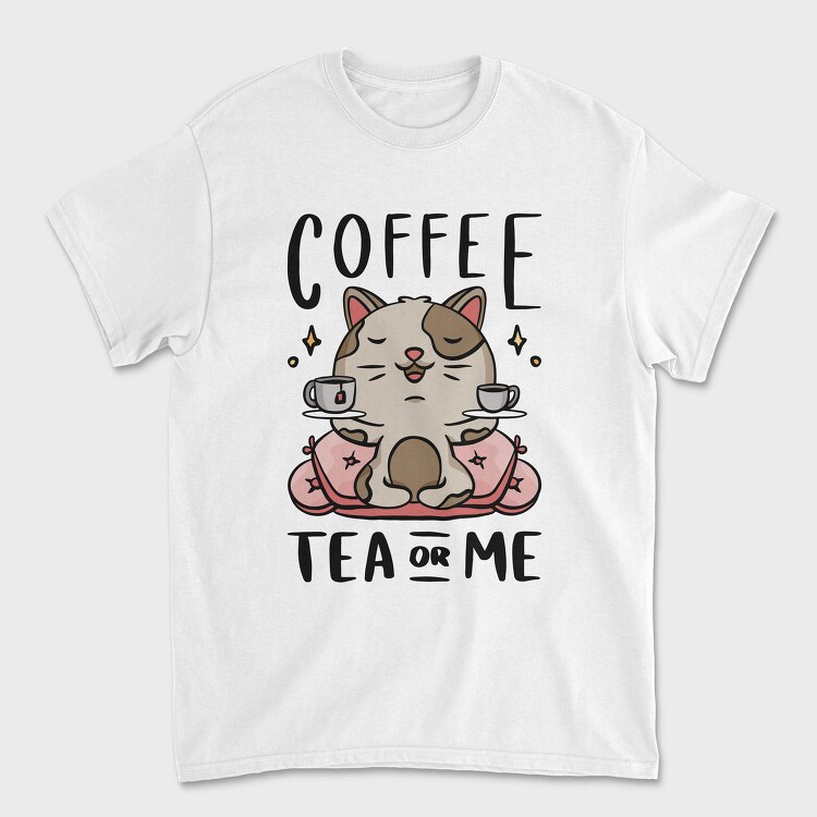 Cute Coffee Tea Cat Bar, Tricou Barbati (Unisex)