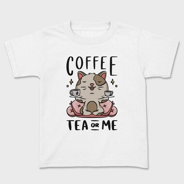 Cute Coffee Tea Cat Bar, Tricou Copii
