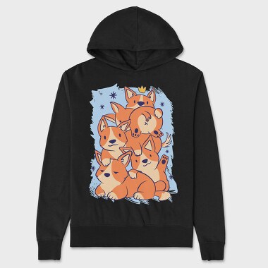 Cute Corgi Dogs Stack Stacked, Hanorac Oversize Barbati (Unisex)