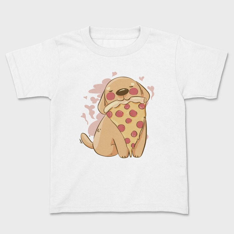 Cute Dog Pet Eating Pizza, Tricou Copii