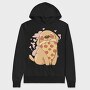 Cute Dog Pet Eating Pizza, Hanorac Oversize Barbati (Unisex)