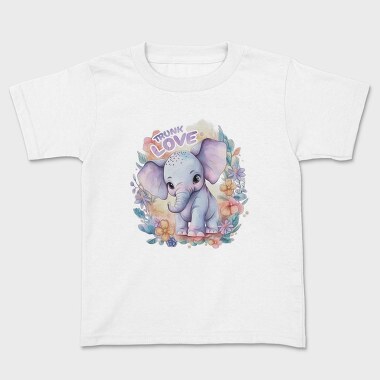 Cute Elephant In Nature Watercolor Tote, Tricou Copii