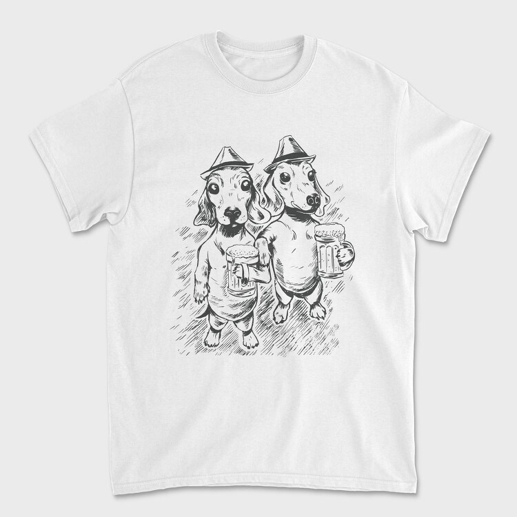 Dachshund Dogs And Beer Daschund Sketch Gc, Tricou Barbati (Unisex)