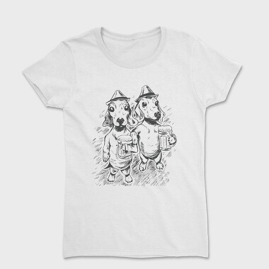 Dachshund Dogs And Beer Daschund Sketch Gc, Tricou Femei