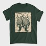 Cute Hand Drawn Otters Lino Art, Tricou Barbati (Unisex)
