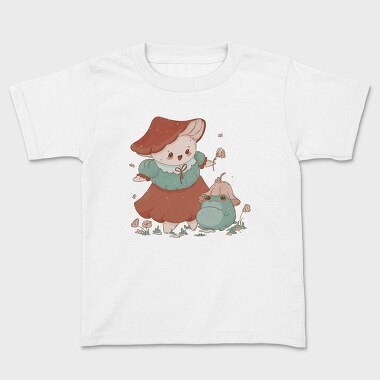 Cute Mushroom And Frog Kawaii, Tricou Copii