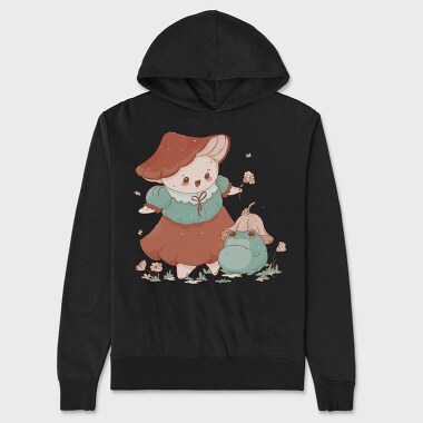 Cute Mushroom And Frog Kawaii, Hanorac Oversize Barbati (Unisex)