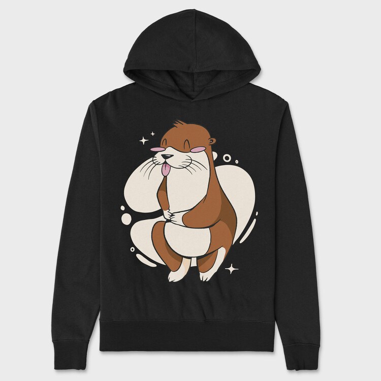 Cute Otter Cartoon, Hanorac Oversize Barbati (Unisex)