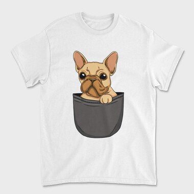 Cute Pug Dog In Pocket French Bulldog, Tricou Barbati (Unisex)