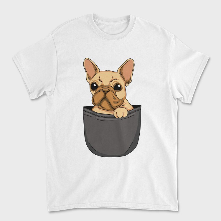 Cute Pug Dog In Pocket French Bulldog, Tricou Barbati (Unisex)