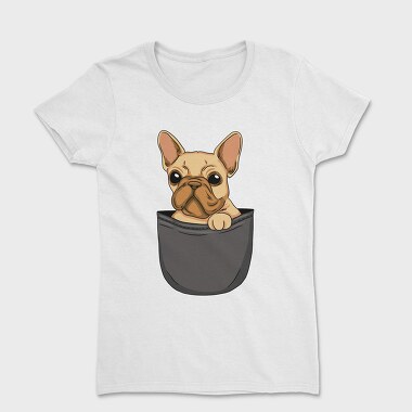 Cute Pug Dog In Pocket French Bulldog, Tricou Femei
