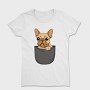 Cute Pug Dog In Pocket French Bulldog, Tricou Femei