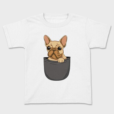 Cute Pug Dog In Pocket French Bulldog, Tricou Copii