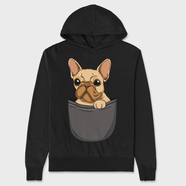 Cute Pug Dog In Pocket French Bulldog, Hanorac Oversize Barbati (Unisex)