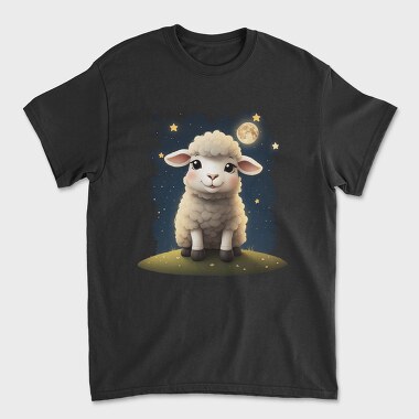 Cute Sheep And Moon, Tricou Barbati (Unisex)