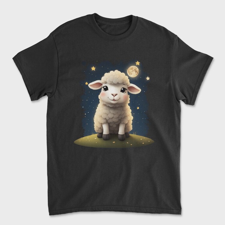 Cute Sheep And Moon, Tricou Barbati (Unisex)