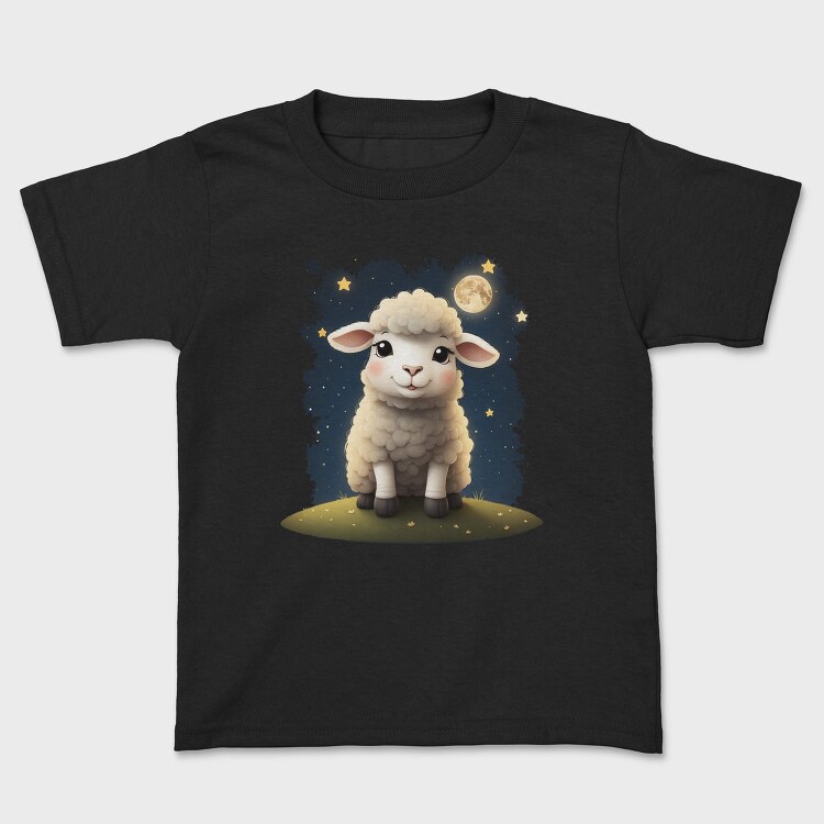 Cute Sheep And Moon, Tricou Copii