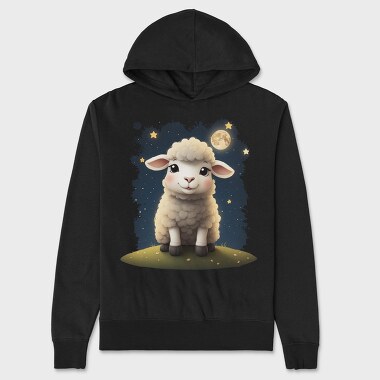 Cute Sheep And Moon, Hanorac Oversize Barbati (Unisex)
