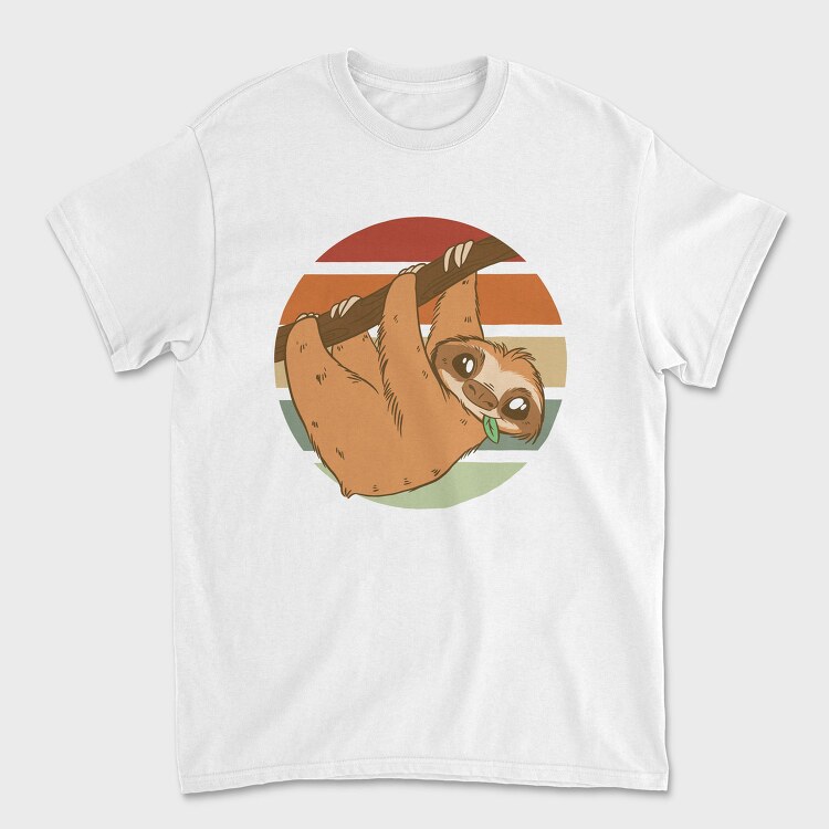 Cute Sloth In Retro Sunset, Tricou Barbati (Unisex)