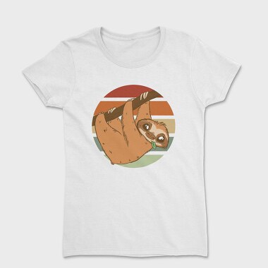 Cute Sloth In Retro Sunset, Tricou Femei