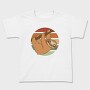 Cute Sloth In Retro Sunset, Tricou Copii
