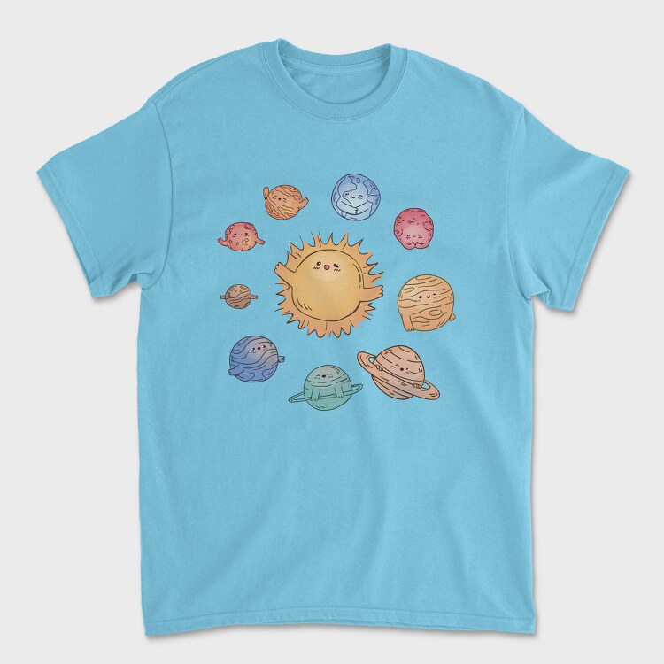 Cute Solar System With Planets Kawaii, Tricou Barbati (Unisex)