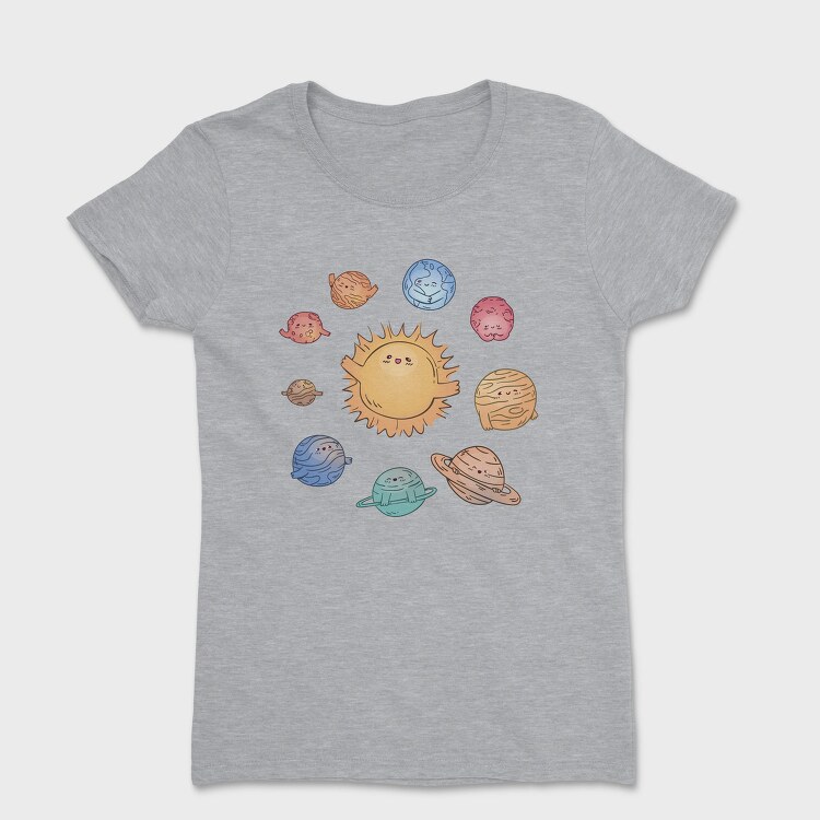 Cute Solar System With Planets Kawaii, Tricou Femei