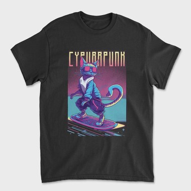 Cyberpunk Skater Cat, Tricou Barbati (Unisex)