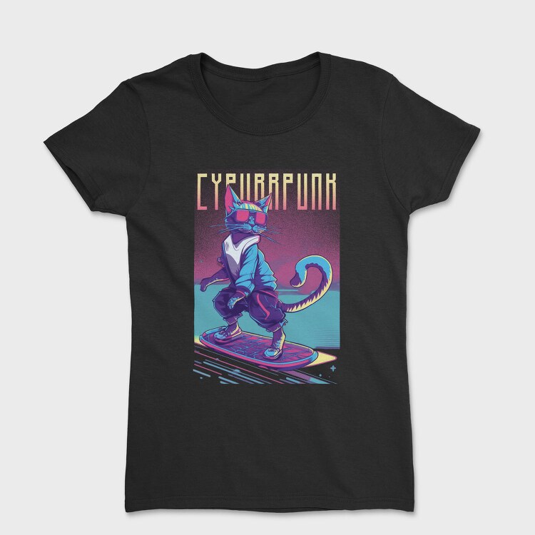 Cyberpunk Skater Cat, Tricou Femei