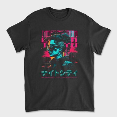 Cyberpunk Tokyo Girl, Tricou Barbati (Unisex)