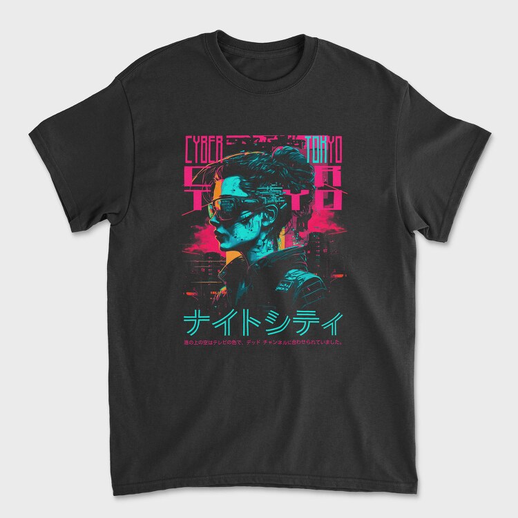 Cyberpunk Tokyo Girl, Tricou Barbati (Unisex)