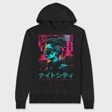 Cyberpunk Tokyo Girl, Hanorac Oversize Barbati (Unisex)