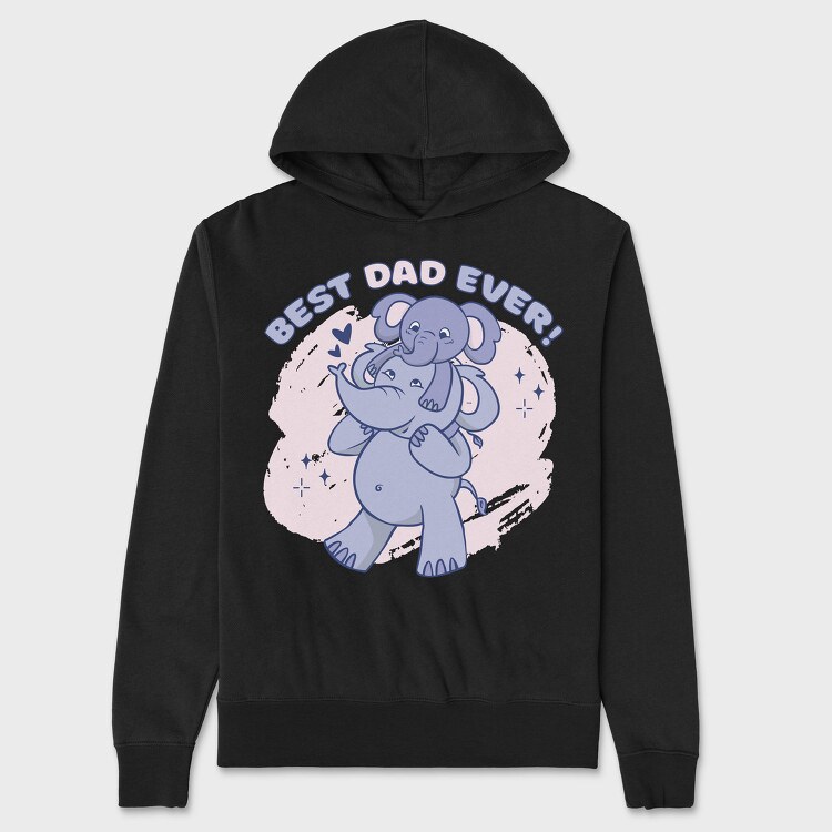 Best Dad Ever Elephants, Hanorac Oversize Barbati (Unisex)
