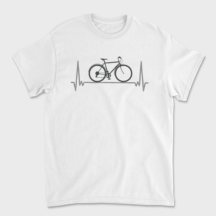 Bicycle Over Heartbeat Line, Tricou Barbati (Unisex)