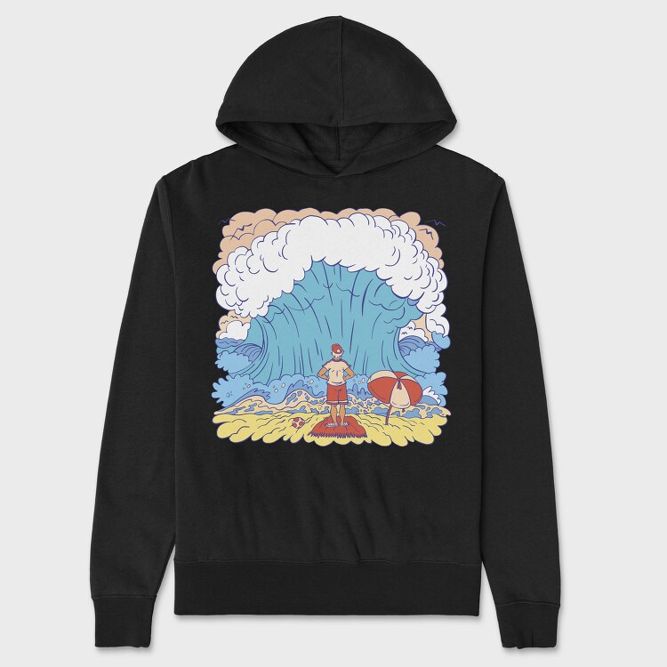 Big Wave Meme Beach Stand, Hanorac Oversize Barbati (Unisex)