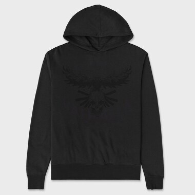 Bird Flying On Skull Crow Front, Hanorac Oversize Barbati (Unisex)