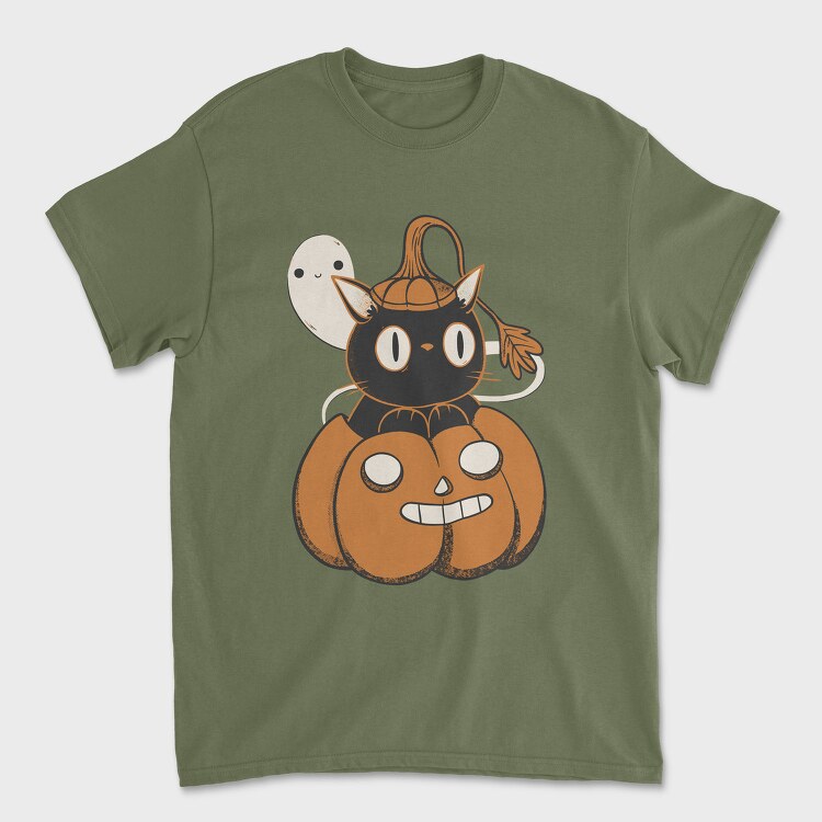 Black Cat Inside Pumpkin, Tricou Barbati (Unisex)