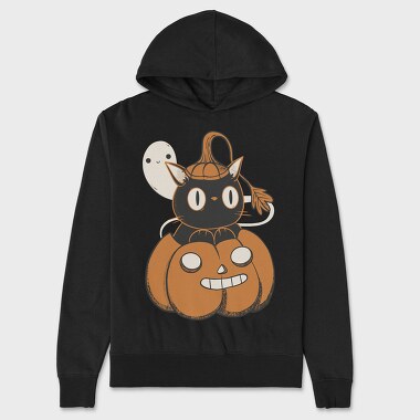 Black Cat Inside Pumpkin, Hanorac Oversize Barbati (Unisex)