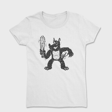 Black Dog With Bat Crazy Baseball Bat, Tricou Femei