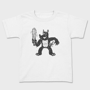 Black Dog With Bat Crazy Baseball Bat, Tricou Copii