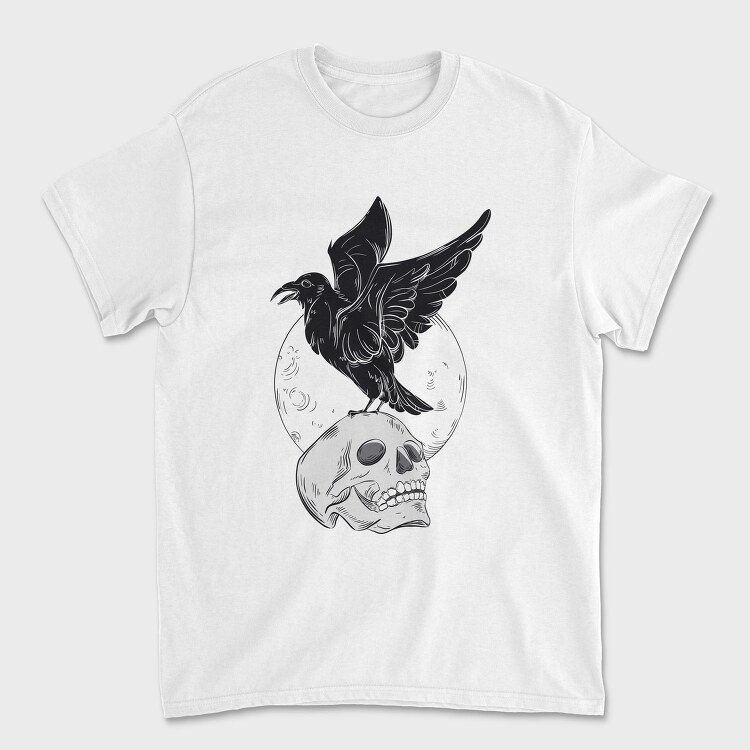 Black Raven On A Skull, Tricou Barbati (Unisex)