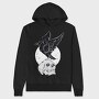 Black Raven On A Skull, Hanorac Oversize Barbati (Unisex)