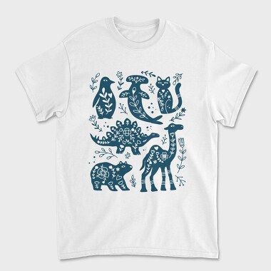 Blue Animals Cut Out Scandinavian Art, Tricou Barbati (Unisex)