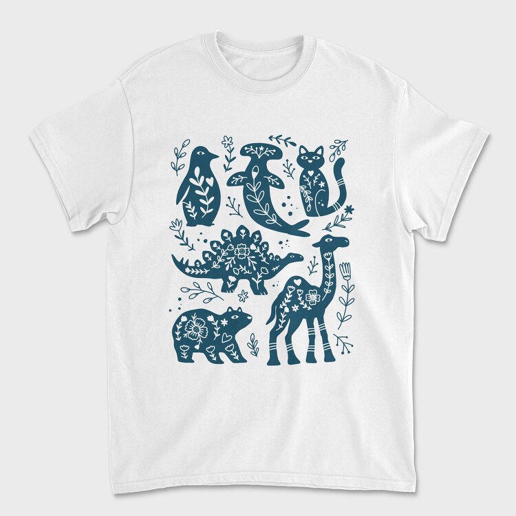 Blue Animals Cut Out Scandinavian Art, Tricou Barbati (Unisex)