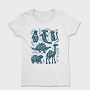 Blue Animals Cut Out Scandinavian Art, Tricou Femei